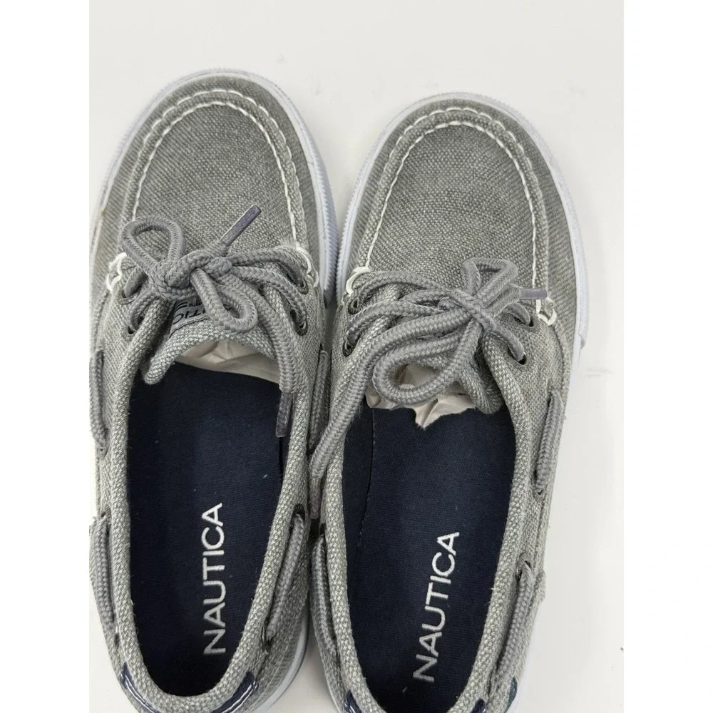 Nautica Spinnaker Kid's Boat Shoes Gray Canvas 2-Eye Size 13 - Picture 9 of 11